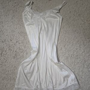 Blair White Satin Chemise with Lace Trim